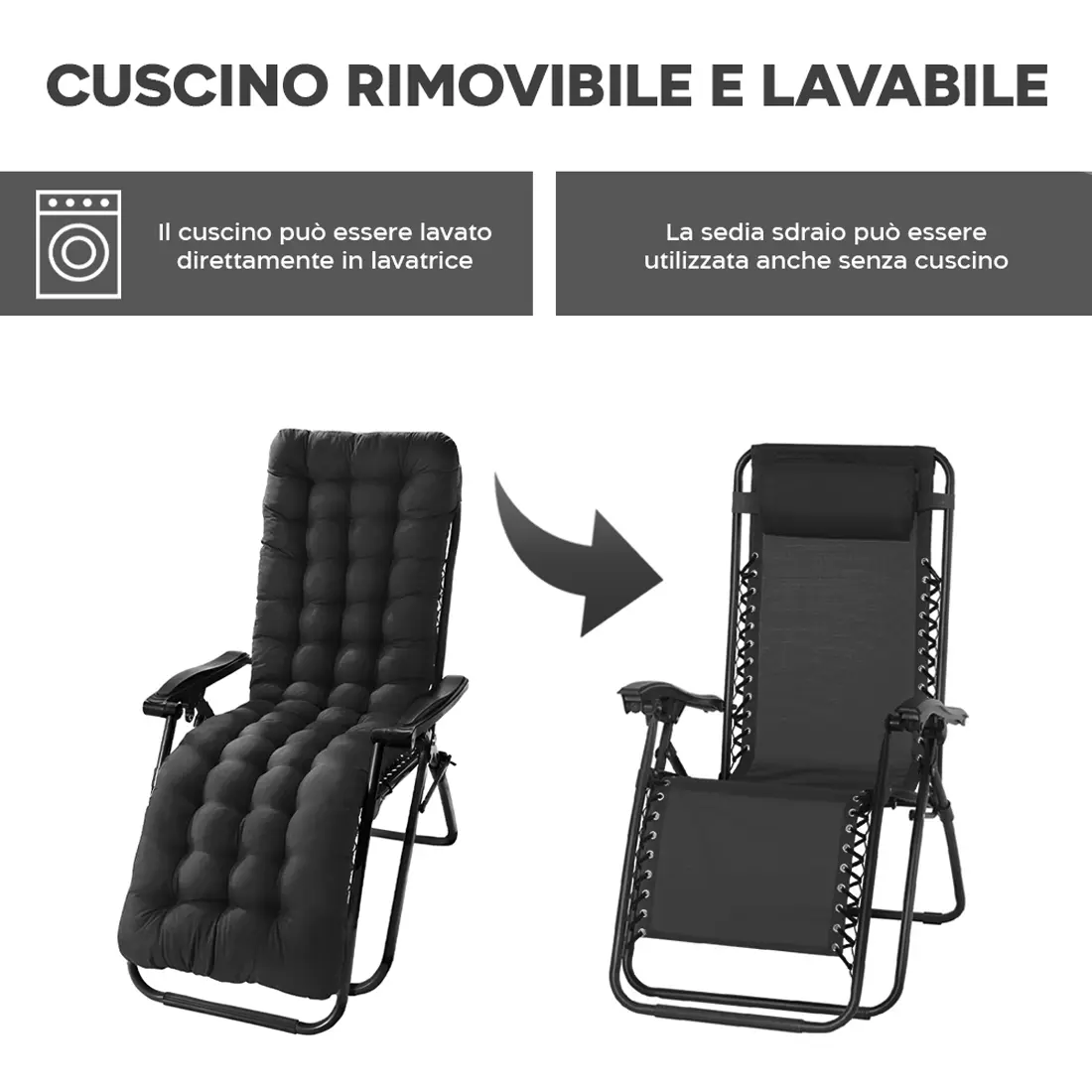 Sedia sdraio pieghevole imbottita (5)